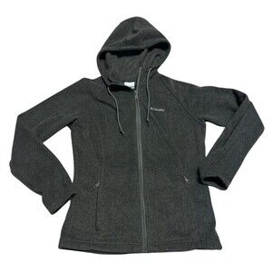 Columbia Hooded Fleece Full Zip Jacket Womens Size M Zipper Pockets Gray 1558861
